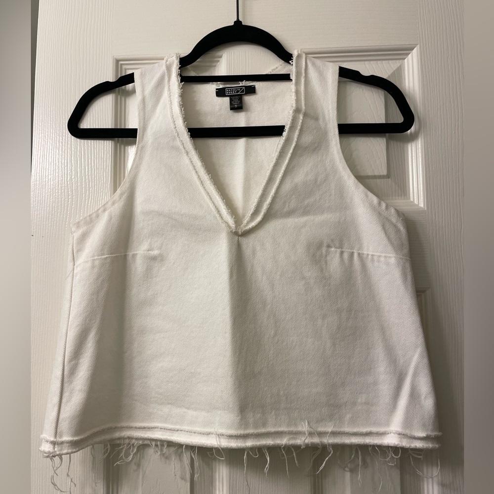 Natalie Busby Denim Tank in White